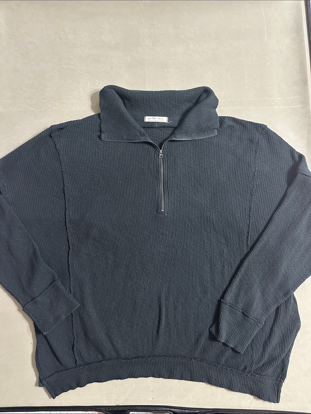 We The Free Zip-Front Waffle knitted pullover - Washed Black - L